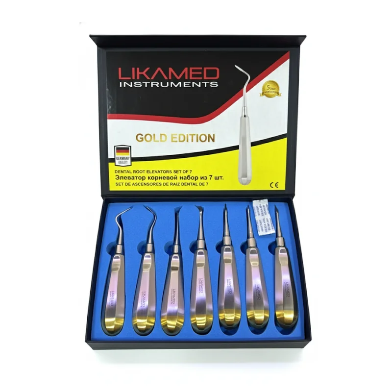 El set de elevadores de raíz dental Likamed Gold Edition — equipo médico en Lima, Perú | Webley