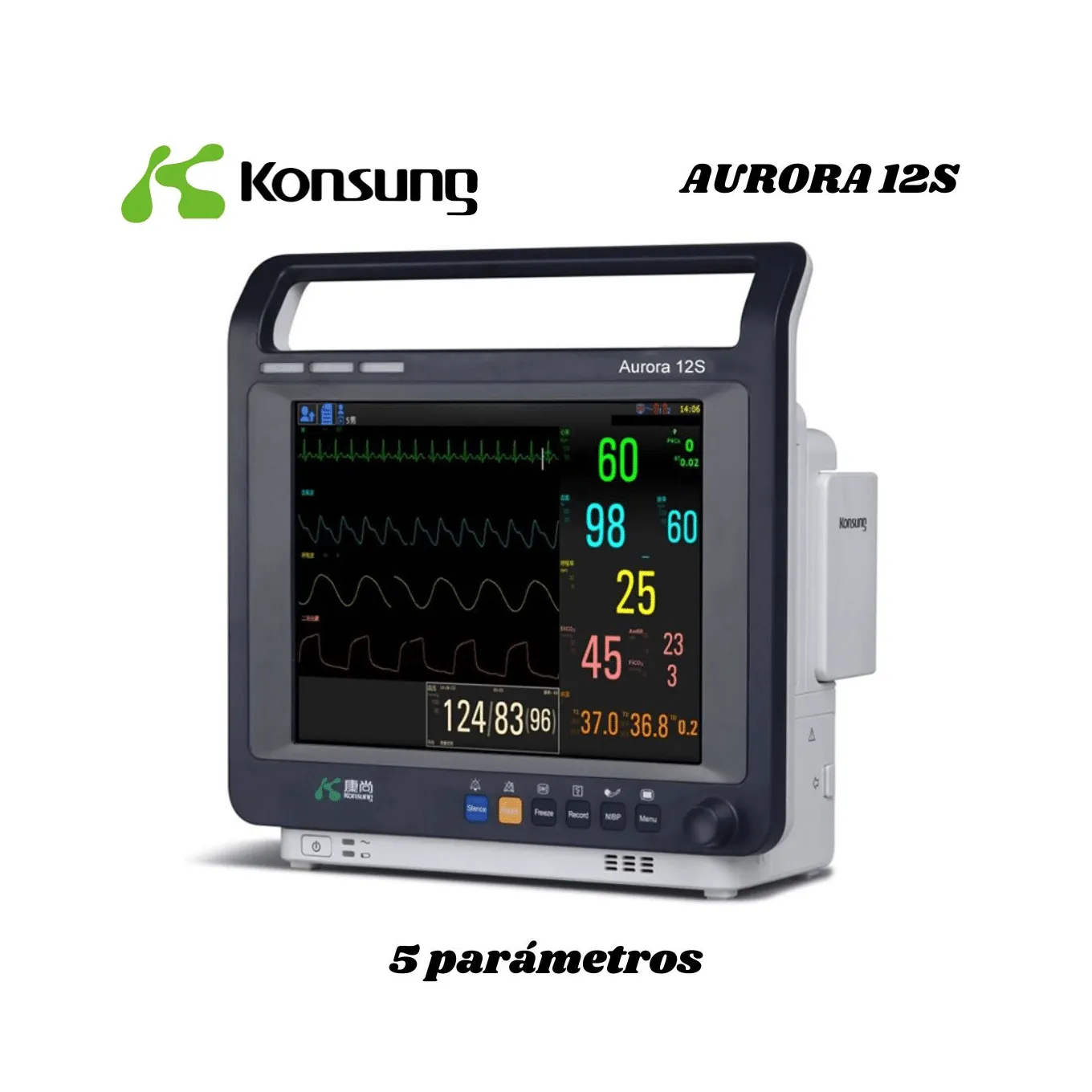 Monitor De 5 Parámetros Konsung Aurora 12 táctil — equipo médico en Lima, Perú | Webley