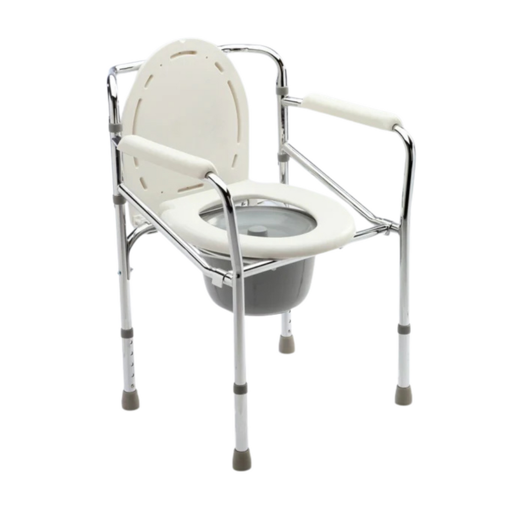 Silla de Baño Inodoro Portátil Sanitario Plegable de Aluminio